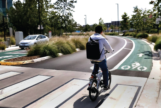 crosswalk and bike lanes